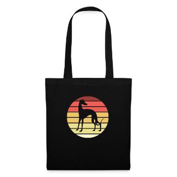 Whippet Retro Hund - Stoffbeutel - Schwarz - Vorne