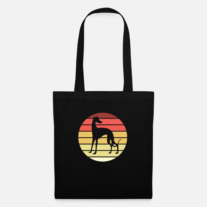 Whippet Retro Hund - Stoffbeutel - Schwarz