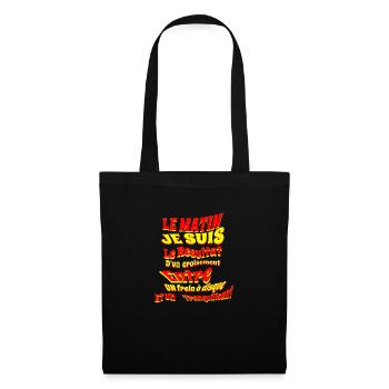 Le matin je suis...Tee shirt humour - Sac en tissu - noir - Devant