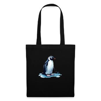 Pingouin en smoking - Sac en tissu - noir - Devant