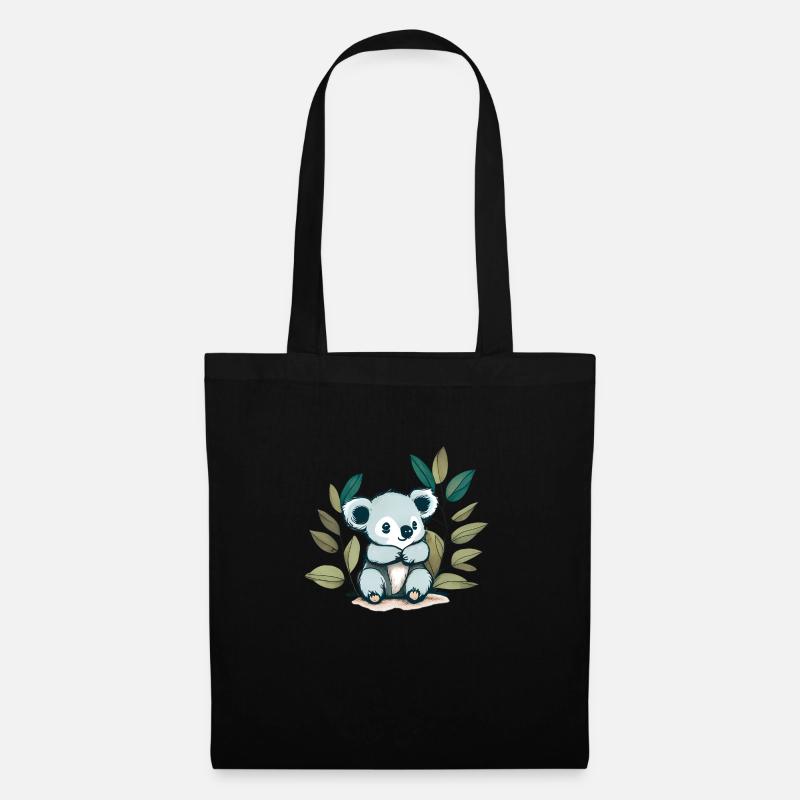 Koala avec des feuilles d’eucalyptus - Sac en tissu - noir