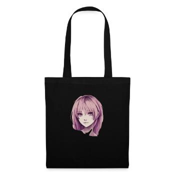 buntes Anime Gesicht schöne Frau - Stoffbeutel - Schwarz - Vorne