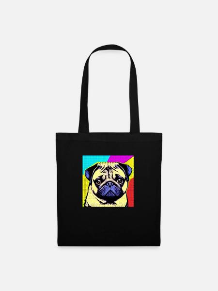 Mops Pop Art - Stoffbeutel - Schwarz