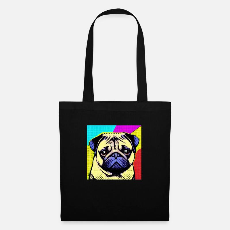 Mops Pop Art - Stoffbeutel - Schwarz
