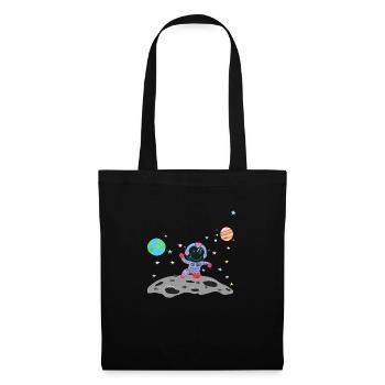astronaute bleu rose - Sac en tissu - noir - Devant