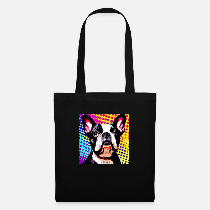 Boston Terrier Pop Art - Stoffbeutel - Schwarz