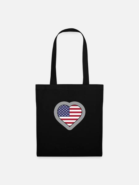 USA-Herz - Stoffbeutel - Schwarz