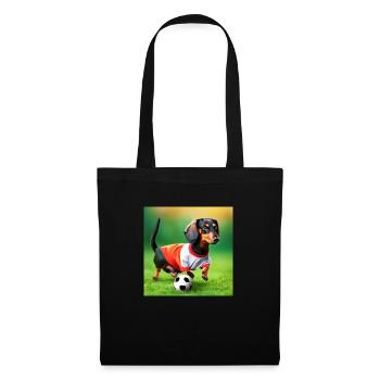 Teckel jouant au football - Sac en tissu - noir - Devant