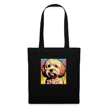 Poodle Cross pop art - Sac en tissu - noir - Devant
