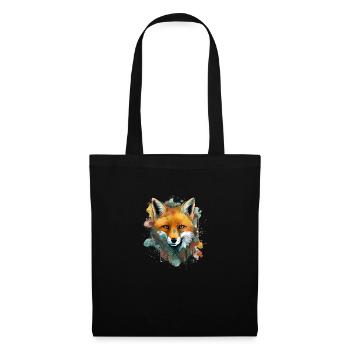 Renard dessiné - Sac en tissu - noir - Devant