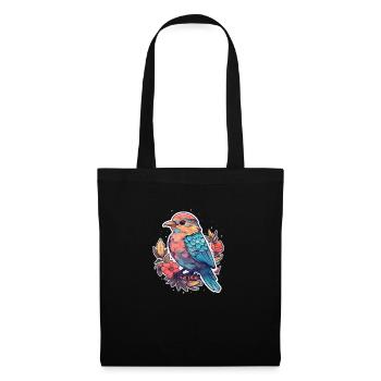 Fleurs d’oiseaux - Sac en tissu - noir - Devant