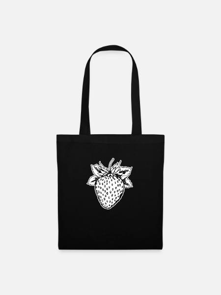 Erdbeere Obst Frucht - Stoffbeutel - Schwarz