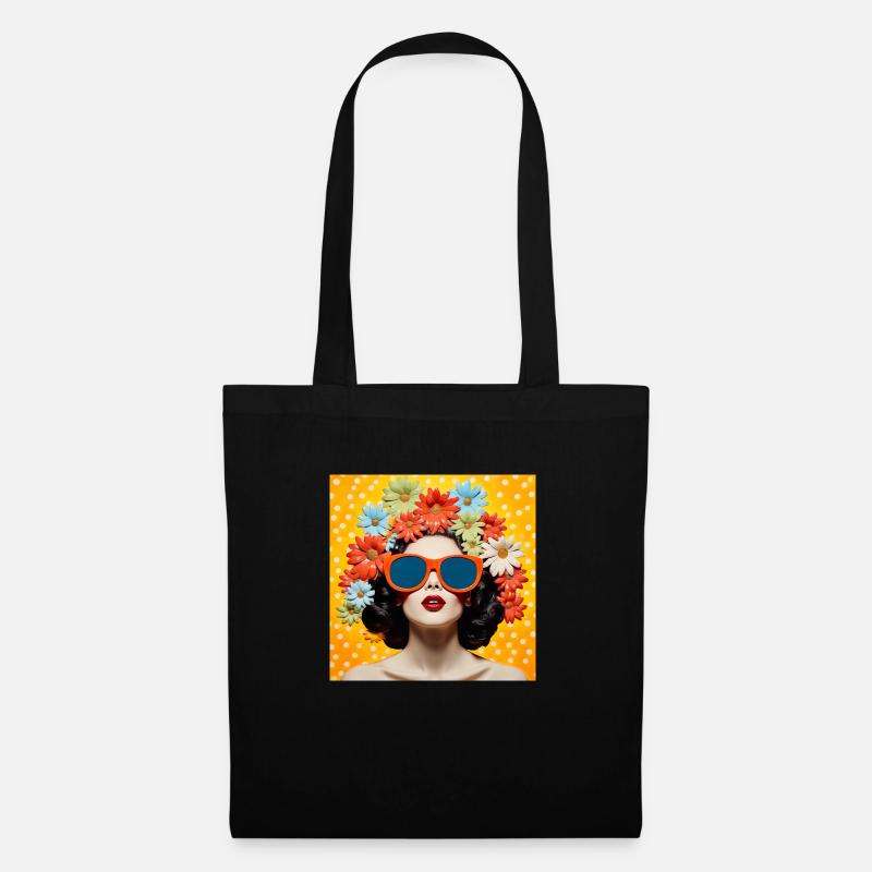 Têtes de fleurs, capitules - Sac en tissu - noir