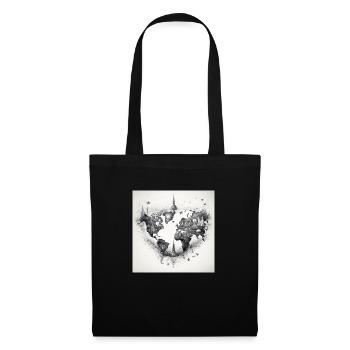 world map black and withe - Stoffbeutel - Schwarz - Vorne