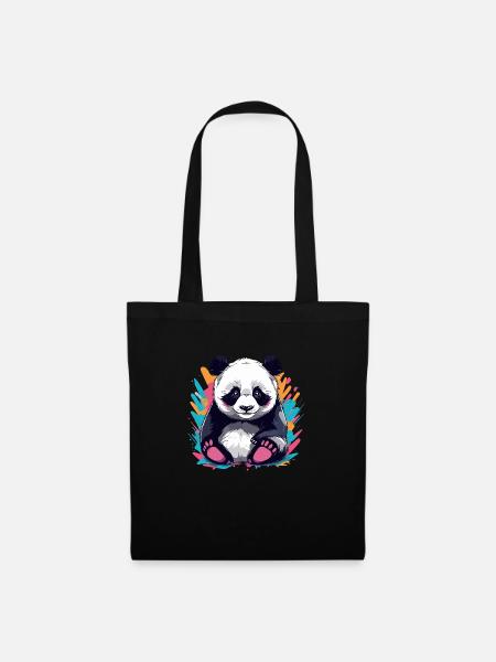 Niedlicher Panda - Stoffbeutel - Schwarz