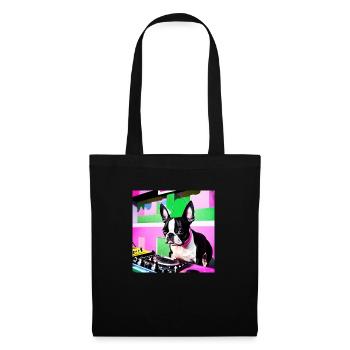 Boston Terrier DJ - Sac en tissu - noir - Devant