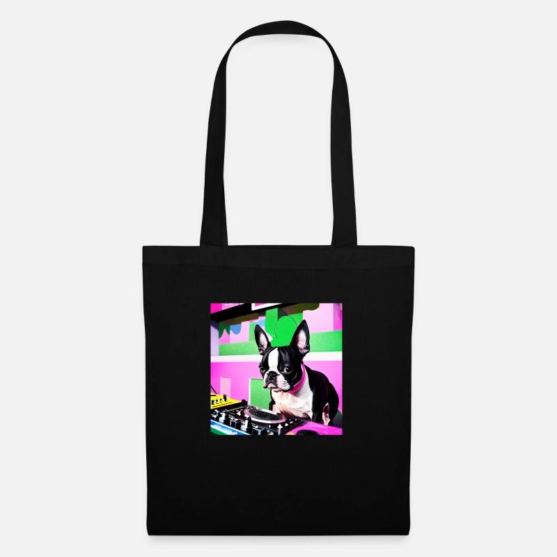Boston Terrier DJ - Stoffbeutel - Schwarz