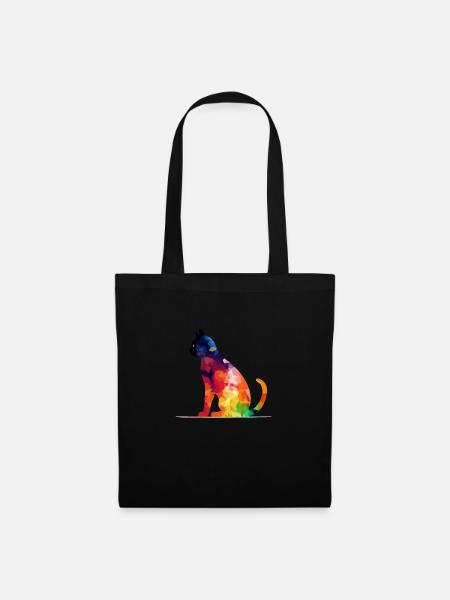 Ako die bunte Katze - Stoffbeutel - Schwarz