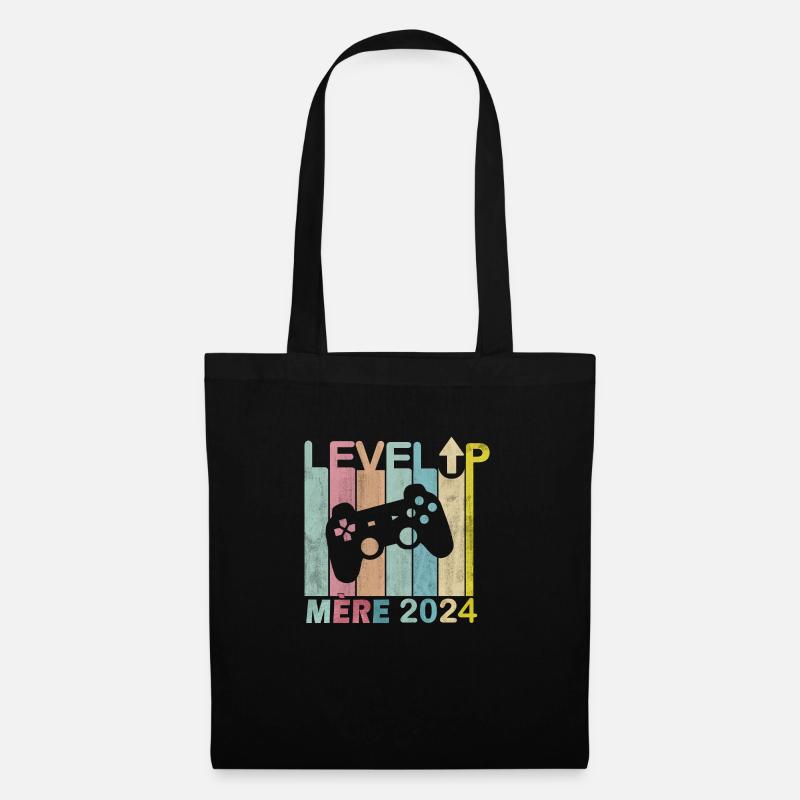 Mann Papa 2024 Zukünftige Eltern Level Up Player - Stoffbeutel - Schwarz