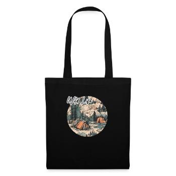 Forest / Wild / Tent / Wilderness / Trees / Life - Tote Bag - black - Front