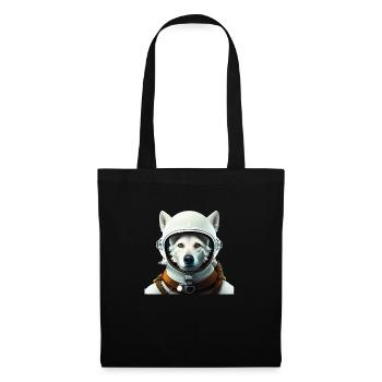 Weißer Schäferhund als Astronaut - Stoffbeutel - Schwarz - Vorne