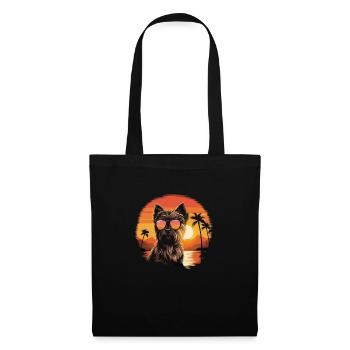 Yorkshire Terrier mit Sonnenbrille - Stoffbeutel - Schwarz - Vorne