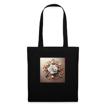 Fleur blanche - Sac en tissu - noir - Devant