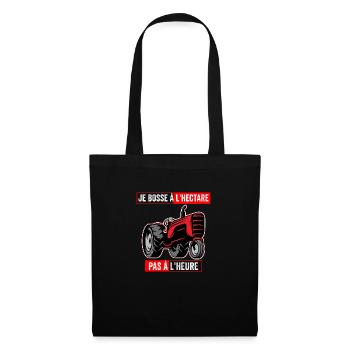 Je Bosse À L'hectare Humour Agriculteur Cadeau Tra - Sac en tissu - noir - Devant