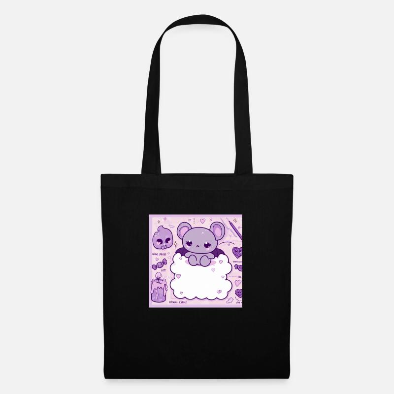 Kawaii pastell goth Maus - Stoffbeutel - Schwarz