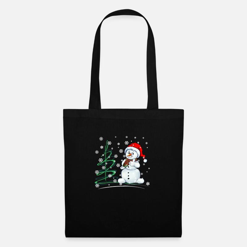 Weihnachtsschneemann - Stoffbeutel - Schwarz