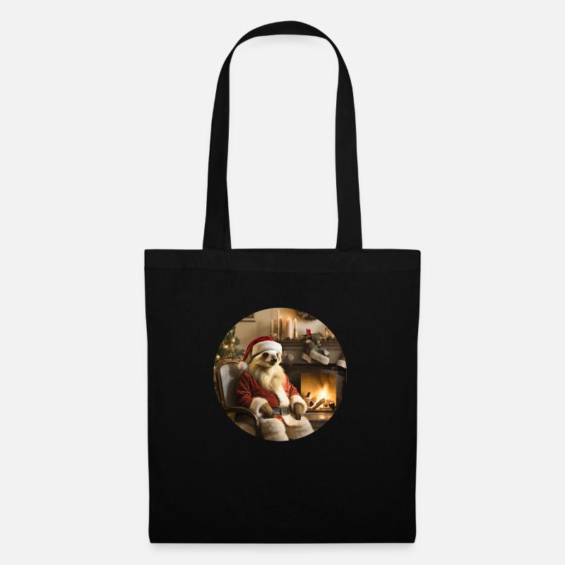 Père Noël paresseux devant la cheminée - Sac en tissu - noir