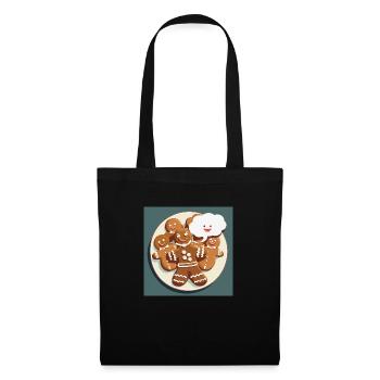 Lebkuchen / Weihnachten / Lebkuchenmann - Stoffbeutel - Schwarz - Vorne