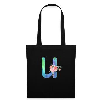 Lettre u watercolor - Sac en tissu - noir - Devant