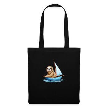 Ein Faultier auf einem Segelbot am segeln - Stoffbeutel - Schwarz - Vorne