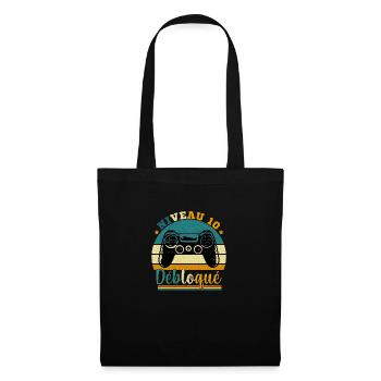 Niveau 10 Débloqué - Gamer Anniversaire 10 ans - Sac en tissu - noir - Devant