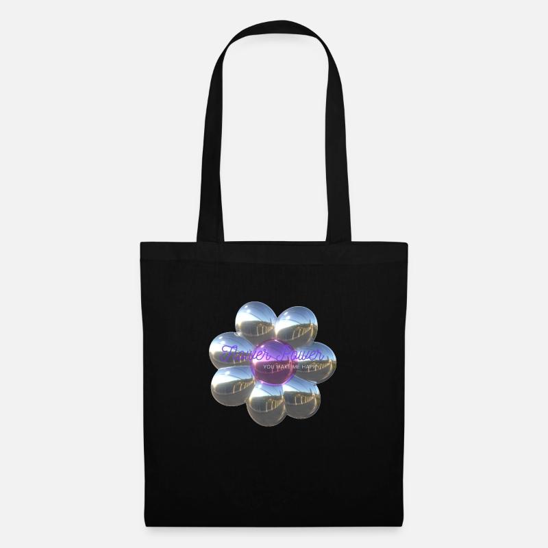 Flower Power - You make me happy - Stoffbeutel - Schwarz