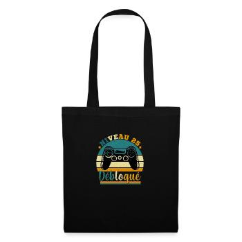 Niveau 25 Débloqué - Gamer Anniversaire 25 ans - Sac en tissu - noir - Devant