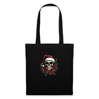 christmas skull - Stoffbeutel - Schwarz - Vorne