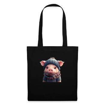 Cochon mignon - Sac en tissu - noir - Devant