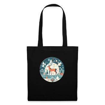 Cerf avec l’élément de Noël, Cerfs d’amour - Sac en tissu - noir - Devant