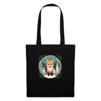 Fox Avec des éléments de Noël, Love Foxes - Sac en tissu - noir - Devant