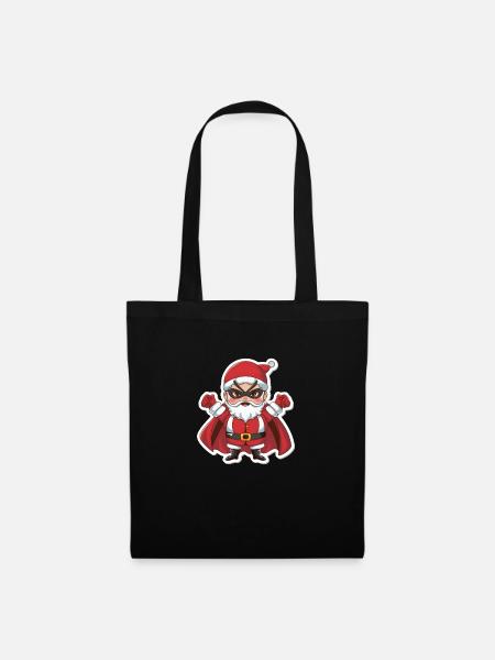 Weihnachtsmann Superheld - Stoffbeutel - Schwarz
