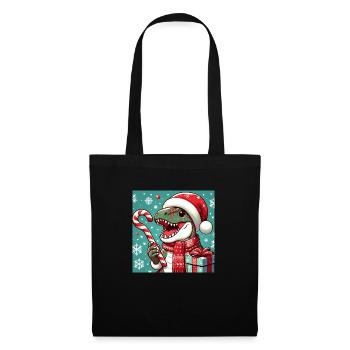 Dinosaure de Noël - Sac en tissu - noir - Devant