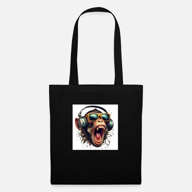 Affe - Stoffbeutel - Schwarz