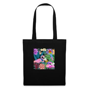 Peinture Jungle Flamants Roses 02 - Sac en tissu - noir - Devant