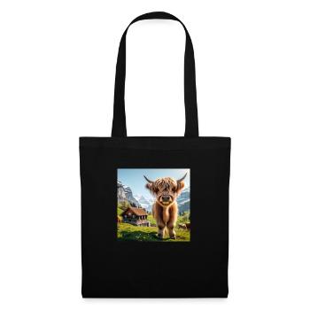 Vache Highland douce et moelleuse - Sac en tissu - noir - Devant