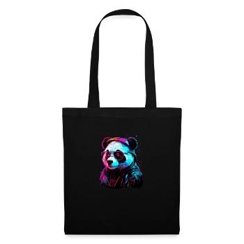 Panda-Hipster - Stoffbeutel - Schwarz - Vorne