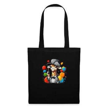 Girafe avec chapeau - Sac en tissu - noir - Devant