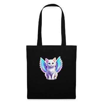 chat avec des ailes - Sac en tissu - noir - Devant