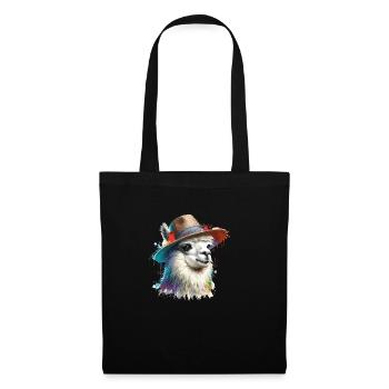 Lama avec chapeau - Sac en tissu - noir - Devant